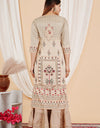 Plain Solid Kurti Tagai knee length Cream Color