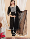 Plain Solid Kurti Tagai knee length Black