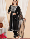 Plain Solid Kurti Tagai knee length Black