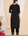 Plain Solid Kurti Tagai knee length Black