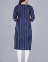 Plain Solid Kurti Tagai knee length Dark Blue