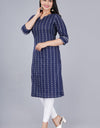 Plain Solid Kurti Tagai knee length Dark Blue